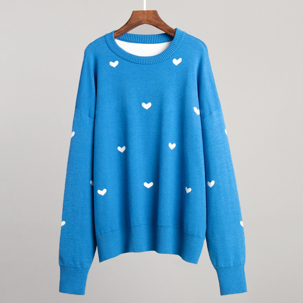 Damen Oversized Pullover Herzmuster Weich Norvielle