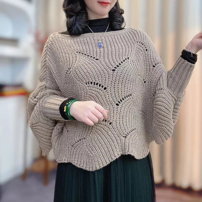 Damen Strickpullover Luftiger Look Lochmuster Norvielle