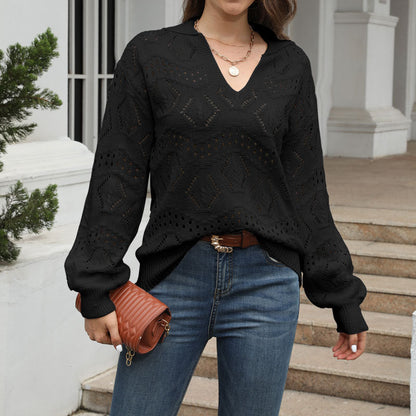 Damen Strickpullover Pikee-Muster Luftig Norvielle