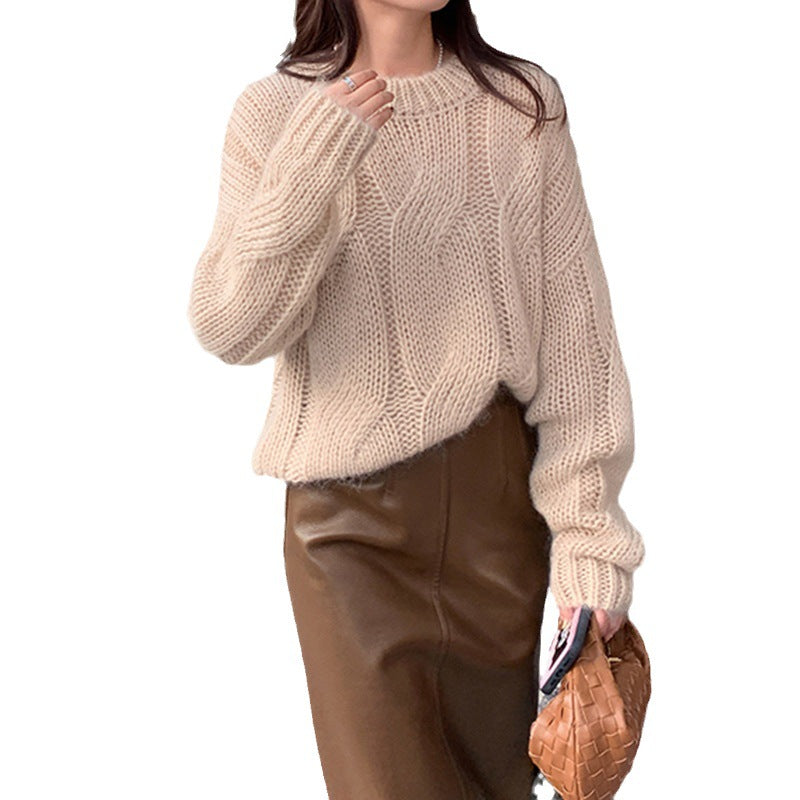 Damen Grobstrickpullover Elegantes Design Lässiger Schnitt