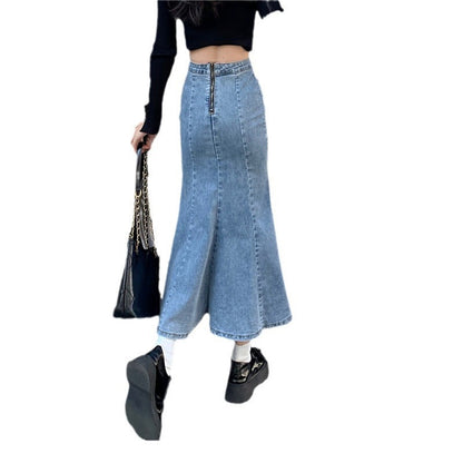 Damen Flared Denimrock Hochschlitz Norvielle