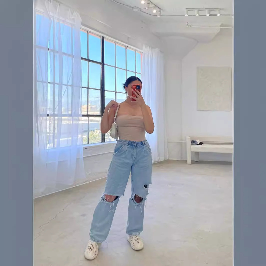 Damen Zerrissene Mom Jeans Norvielle