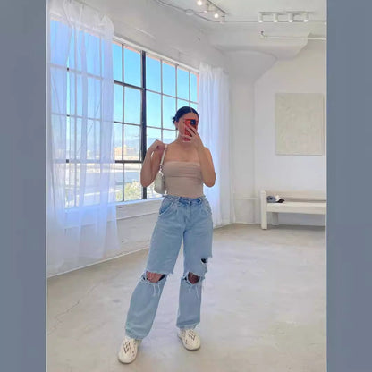 Damen Zerrissene Mom Jeans Norvielle