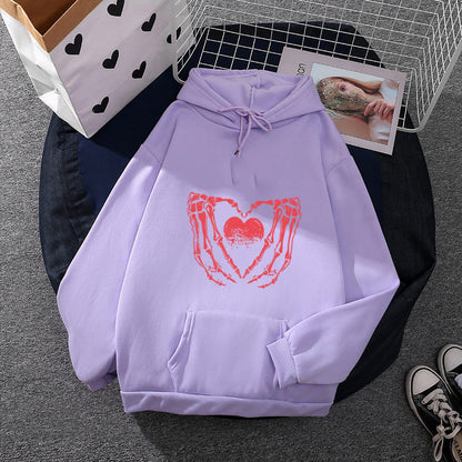 Unisex Oversized Kapuzenpullover Herz-Knochen-Design Norvielle