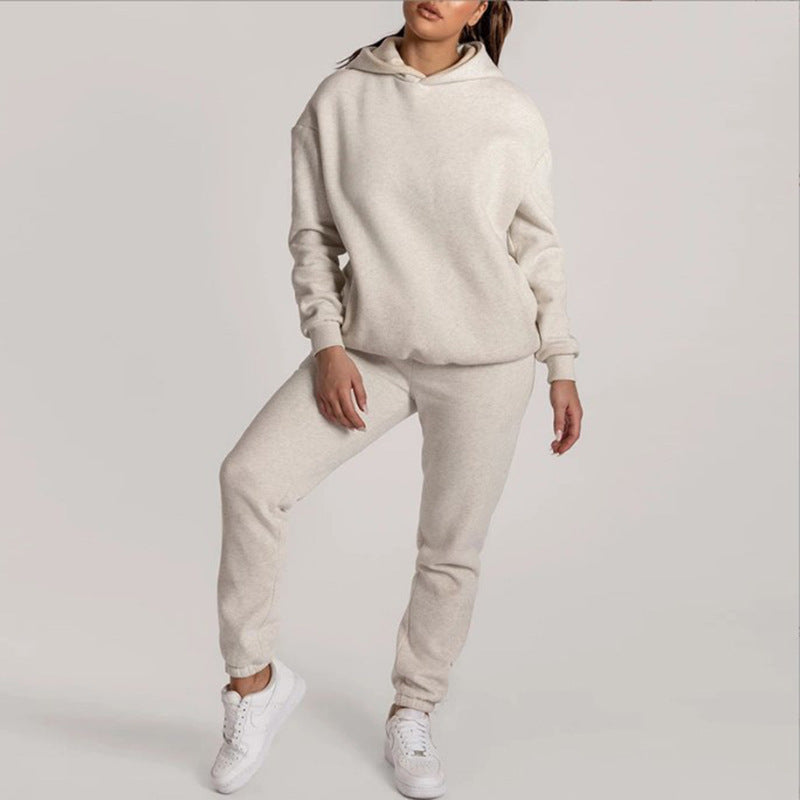 Damen Hoodie-Set Elastisch Mit Taschen Beige - Norvielle