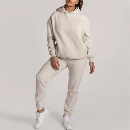 Damen Hoodie-Set Elastisch Mit Taschen Beige - Norvielle