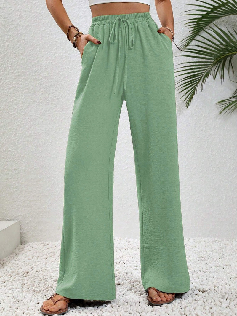 Damen Sommerhose Elastischer Bund Weite Passform Beige