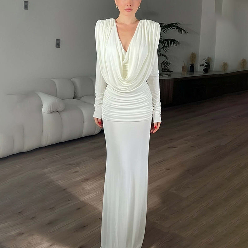 Damen Maxikleid Elegantes Design Wickelausschnitt Drapiert