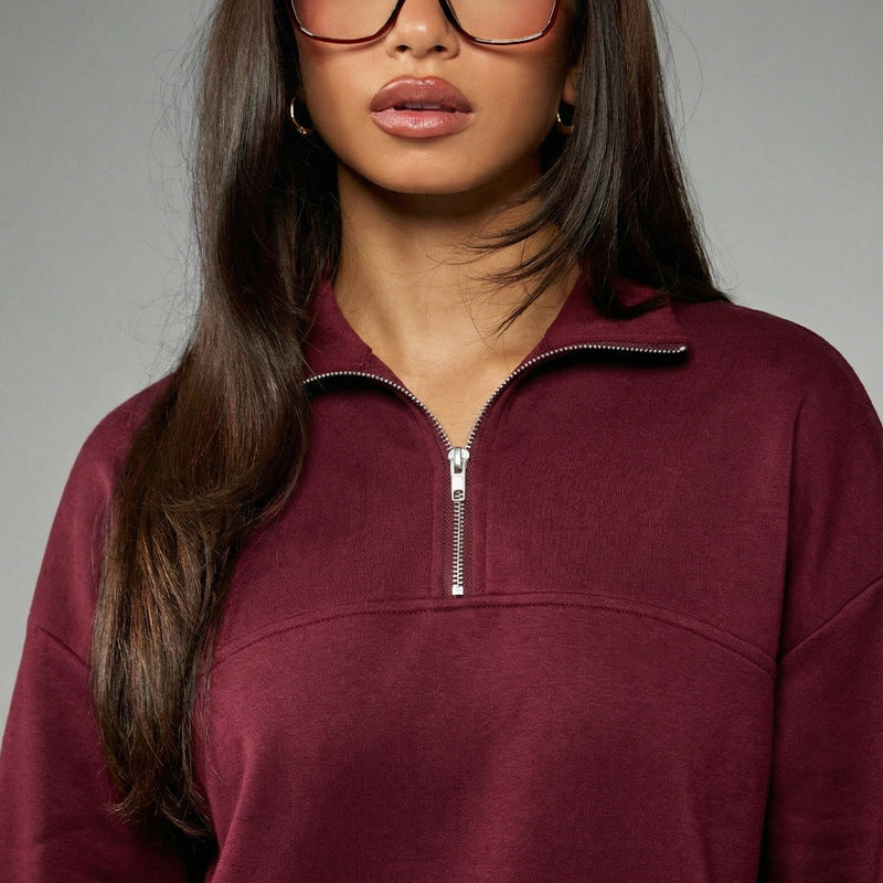 Damen Oversized Pullover Weiches Fleece Beige