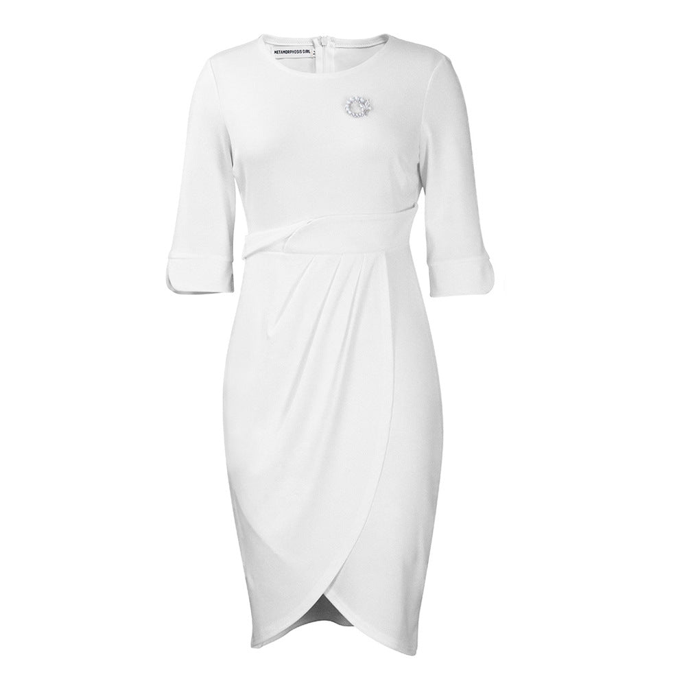 Damen Wickelkleid Elegante Drapierung Broschenakzent Norvielle