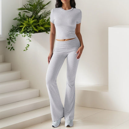 Damen Sportset Figurbetonter Oberteil Flare Leggings