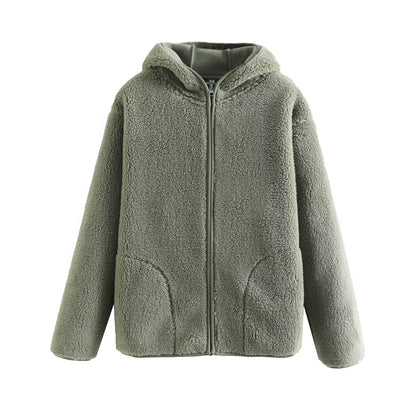 Damen Fleecejacke mit Kapuze und Taschen Norvielle