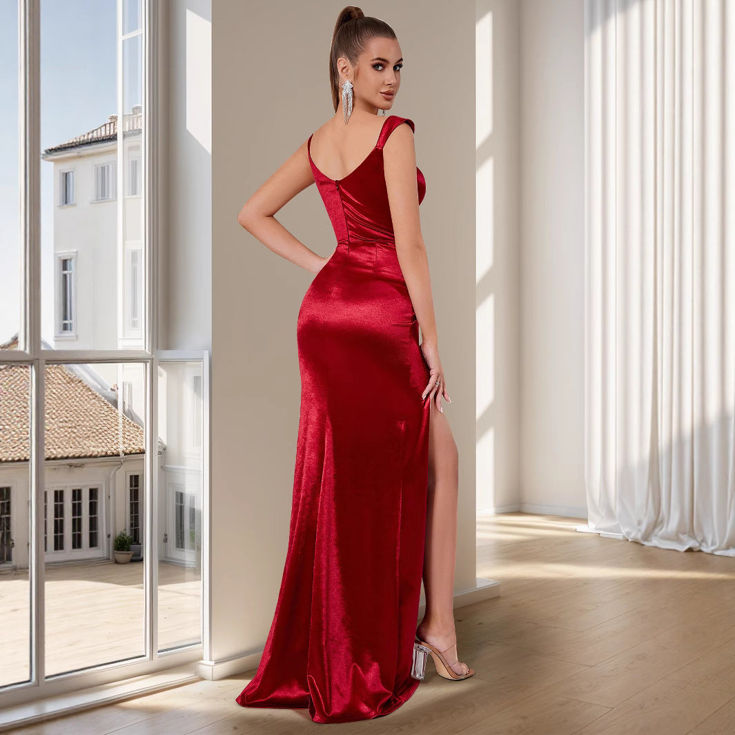 Damen Abendkleid Herzausschnitt Dezente Drapierung Norvielle
