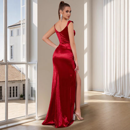 Damen Abendkleid Herzausschnitt Dezente Drapierung Norvielle