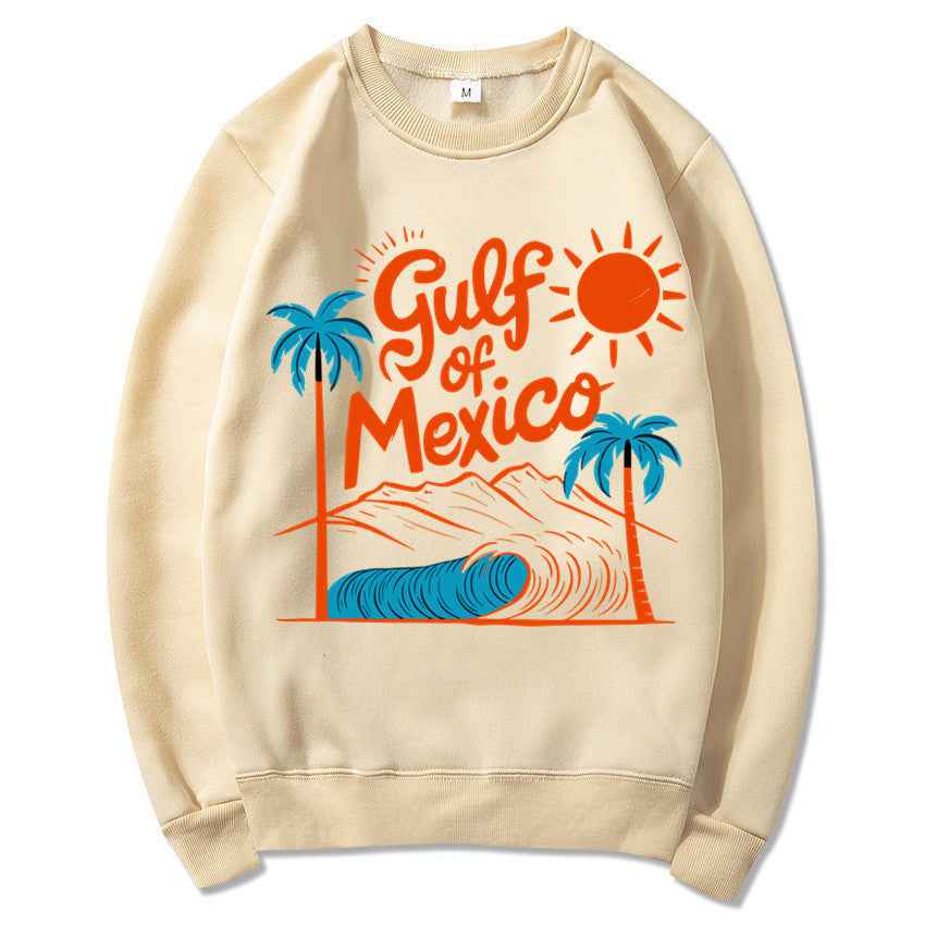 Damen Sweatshirt Maritimes Grafikdesign Lässiger Schnitt Beige