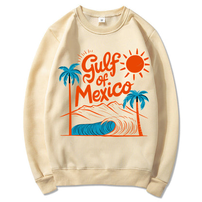 Damen Sweatshirt Maritimes Grafikdesign Lässiger Schnitt Beige
