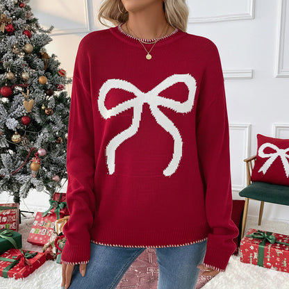 Damen Pullover Lässig Schleifen-Design Hochkragen Beige - Norvielle