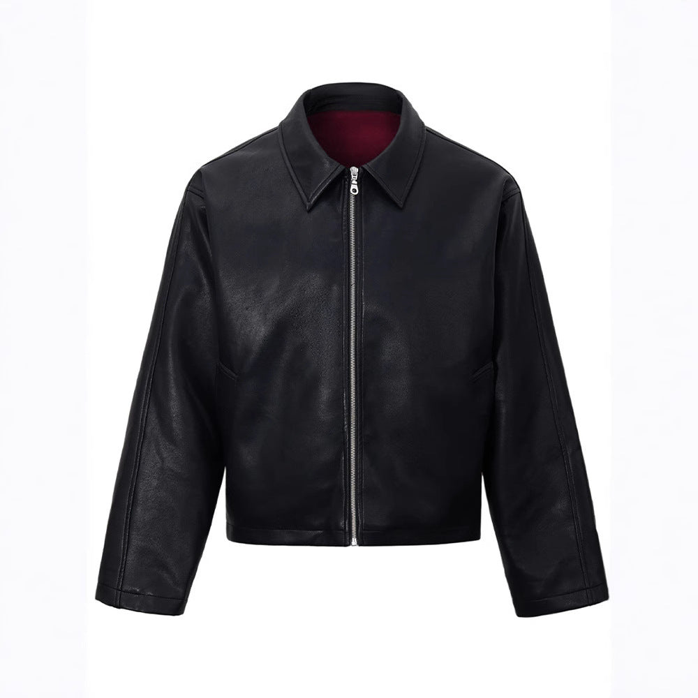Herren Kunstlederjacke Reißverschluss Locker - Norvielle