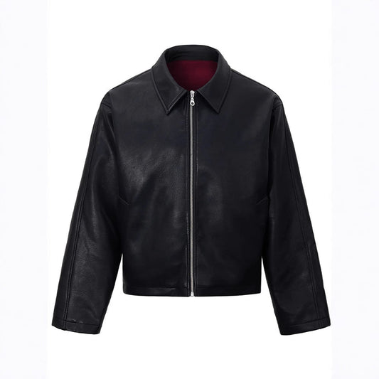 Herren Kunstlederjacke Reißverschluss Locker - Norvielle