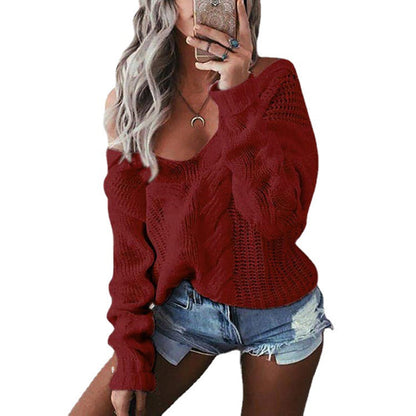 Damen Strickpullover Kastenform Raffinierte Lochmuster Norvielle