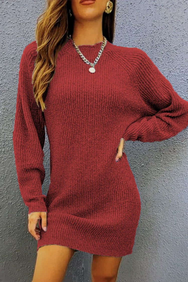 Damen Strickkleid Lässig Voluminöse Ärmel Norvielle