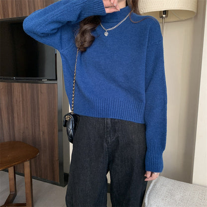 Damen Crop-Pullover Hochgeschlossener Kragen Norvielle