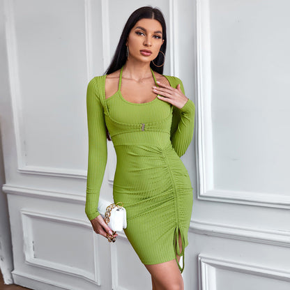 Damen Minikleid Rüschendetails Cut-Out