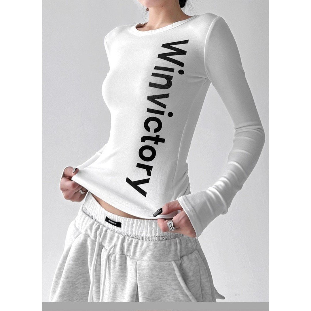 Damen langärmliges Statement-Shirt Norvielle