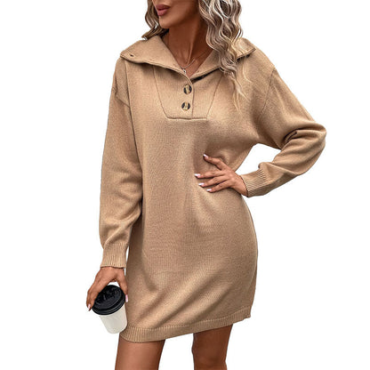 Damen Strickkleid Hochgeschlossen Lässig Norvielle