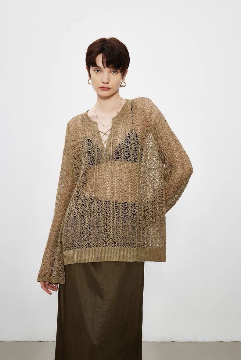 Damen Strickpulli Luftiger Auschnitt Norvielle