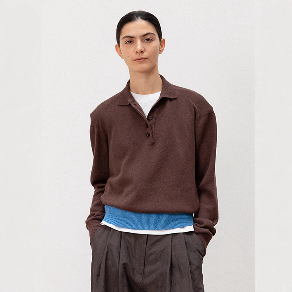 Damen Strickpullover Polokragen Kontrastbund Norvielle