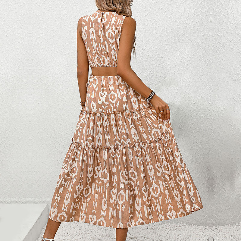 Damen Maxikleid Tiermuster Stufenlook Norvielle