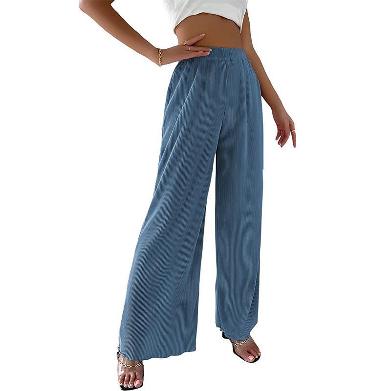Damen Plissee-Hose Weites Bein Elastischer Bund Norvielle