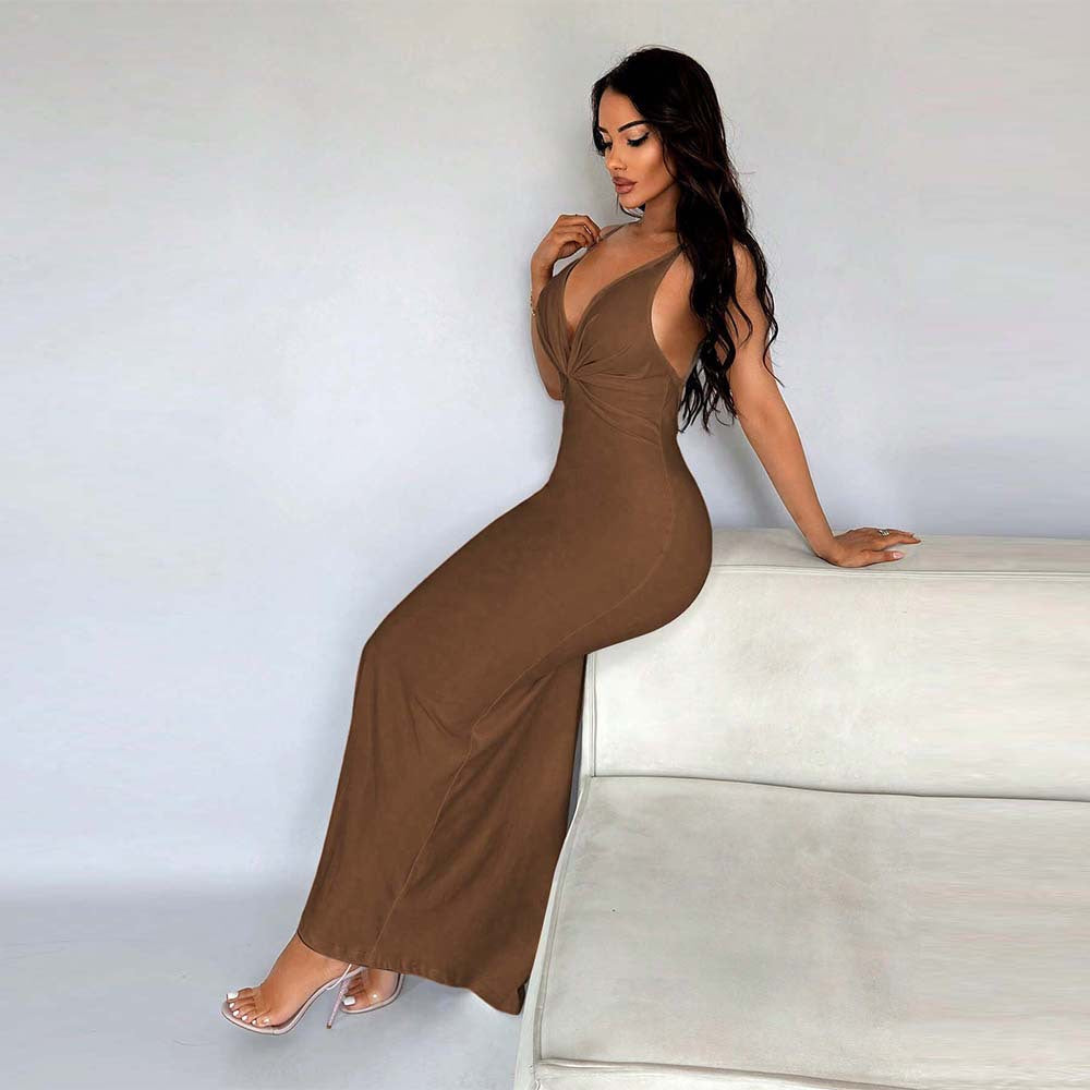 Damen Maxikleid V-Ausschnitt Schmal Norvielle