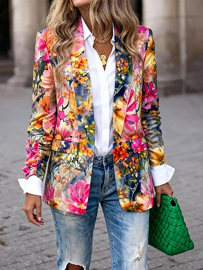 Damen Blazer Florales Design Moderner Schnitt Norvielle