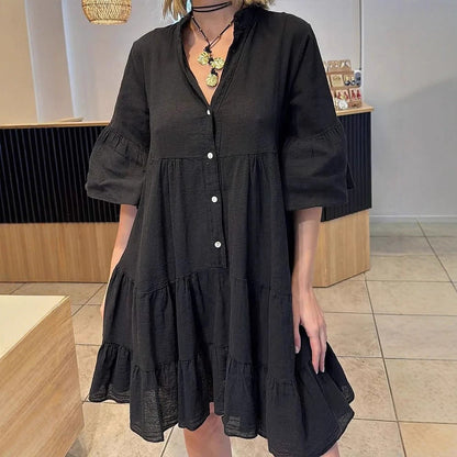 Damen Hemdblusenkleid mit Rüschendetails Norvielle