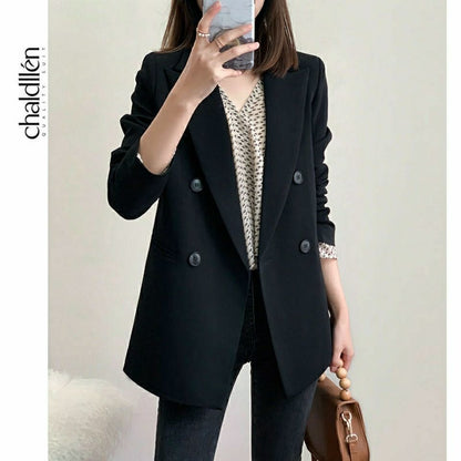 Damen Blazer Doppelreiher Elegantes Design Schwarz - Norvielle