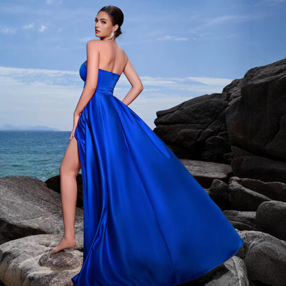 Damen Ballkleid Elegantes Design tiefes Dekolleté Hochschlitz
