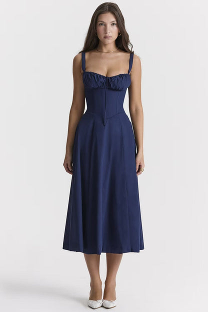 Damen Maxikleid Gerafftes Oberteil Eleganter Schnitt Norvielle