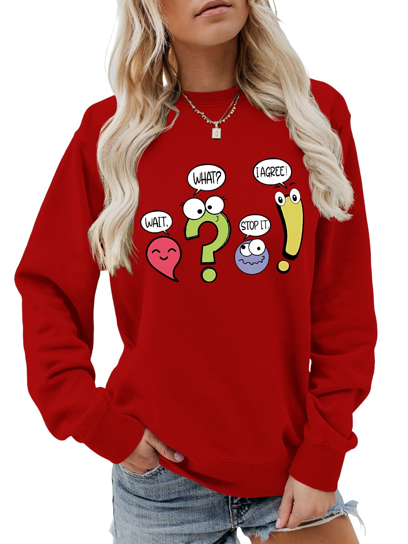 Damen Pullover Lässig Humorvolles Motiv Norvielle