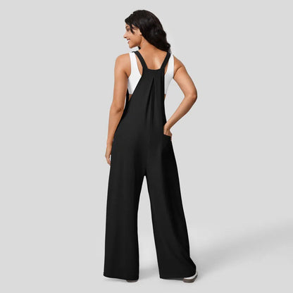 Damen Jumpsuit Weites Bein Elegantes Knopf-Design