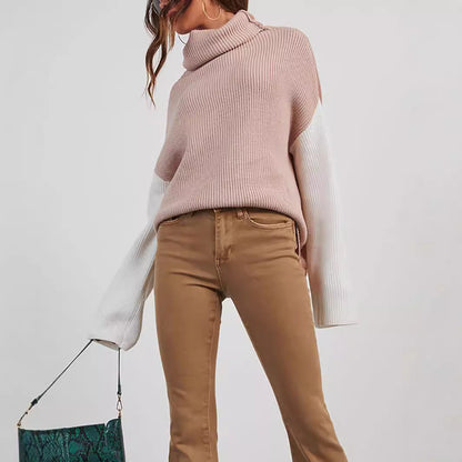 Damen Rollkragenpullover Rippdesign Elegantes Norvielle