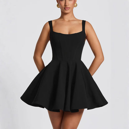 Damen Cocktailkleid Oversized Schleifen-Design Fließender Rock