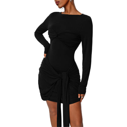 Damen Wickelkleid Länge Knie Ärmellänge Lang Seidenlook