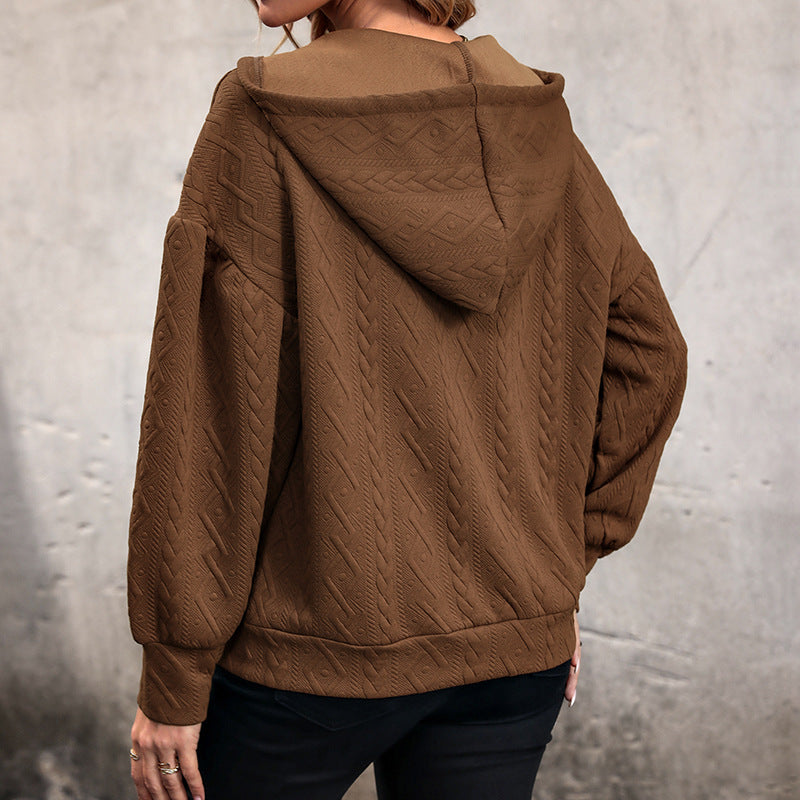 Damen Hoodie Strukturiert V-Ausschnitt Bequem Norvielle