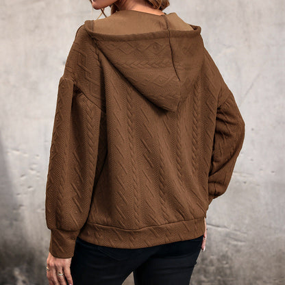 Damen Hoodie Strukturiert V-Ausschnitt Bequem Norvielle