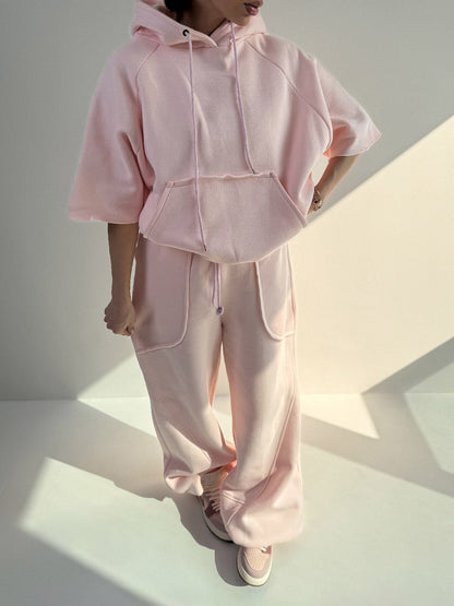 Damen Oversized Kapuzenpullover Kängurutasche Elastischer Saum