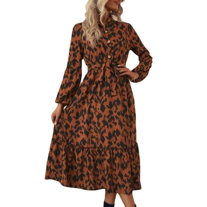 Damen Maxikleid Voluminöser Rock Elegantes Rüschenkleid