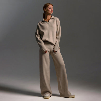 Damen Lounge Set Wide Leg Hose Locker - Norvielle