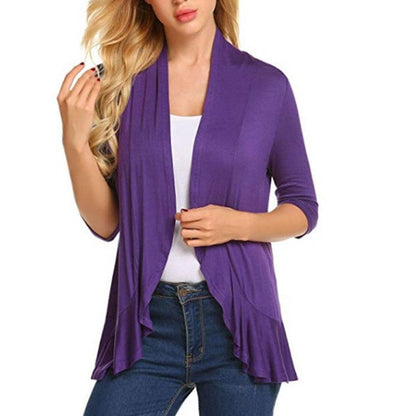 Damen Strickjacke Asymmetrisch Flatterdetails Norvielle